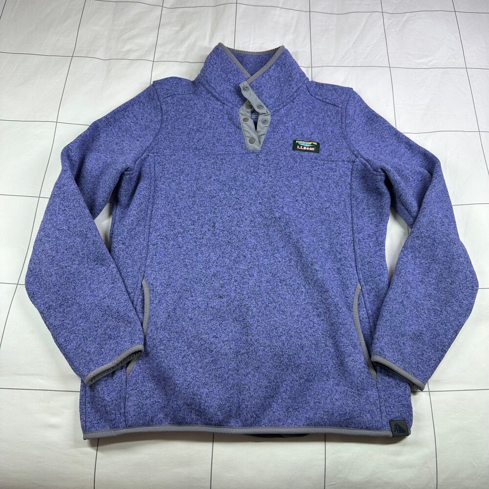 L.L. Bean Pullover Women Medium Regular Purple Sweater Fleece Snap Button Active